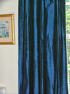  Blue Silk Dupioni Pinch Pleat Drapery Pair 50" x 120"