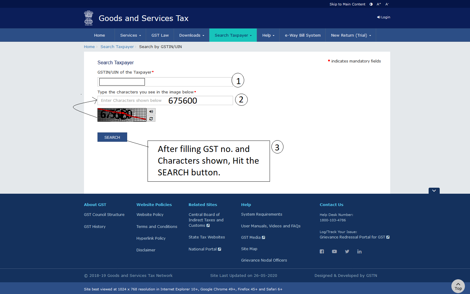 Search, Find and Verify The Taxpayer Details using GST No. from