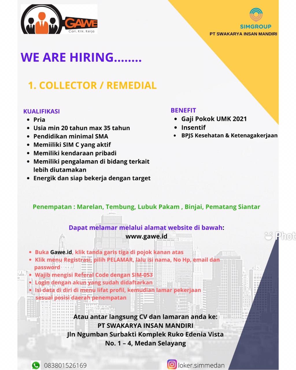 Info Loker Medan Terbaru Di Pt Swakarya Insan Mandiri Pt Sim Januari 2021 Medanloker Com Lowongan Kerja Medan
