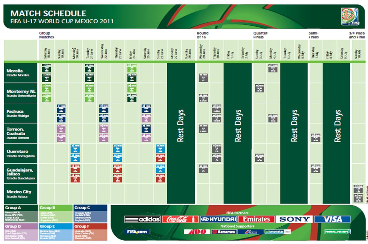Match Schedule FIFA World Cup U-17 2011