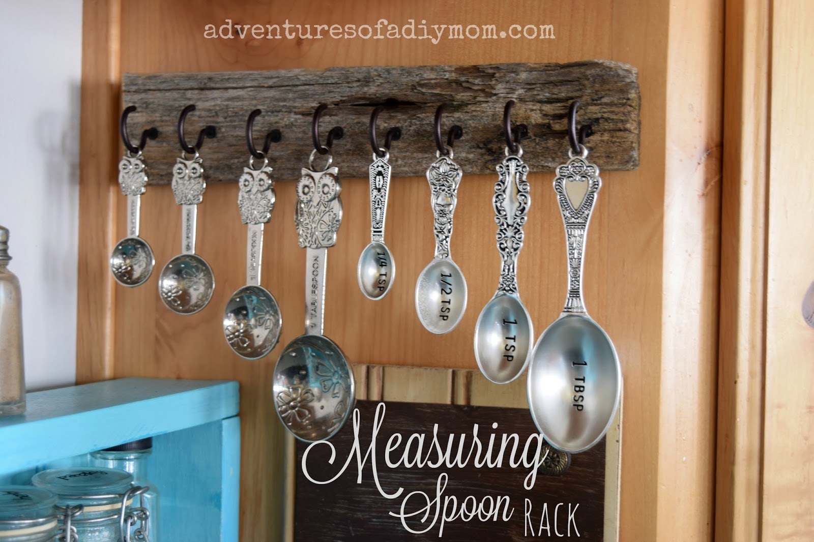 How to Make a Measuring Spoon Rack from Barn Wood - Adventures of a DIY Mom