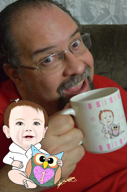 Caricaturista Marcelo Lopes de Lopes e caricatura na caneca - Caneca personalizada