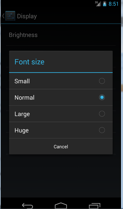 Android Font Size Setting
