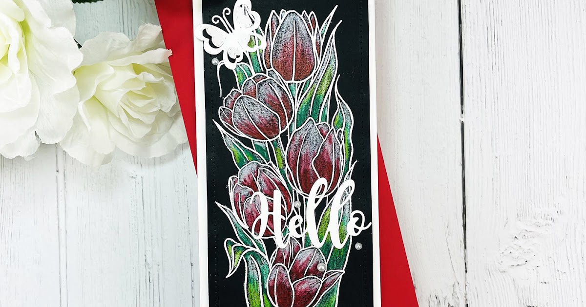 Neat Nook Creations Colored pencils on black cardstock + slimline