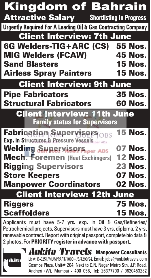 Leading Oil & Gas Company Jobs for Bahrain Gulf Jobs for Malayalees