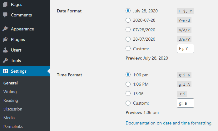Date and Time Format setting Date and Time Format setting