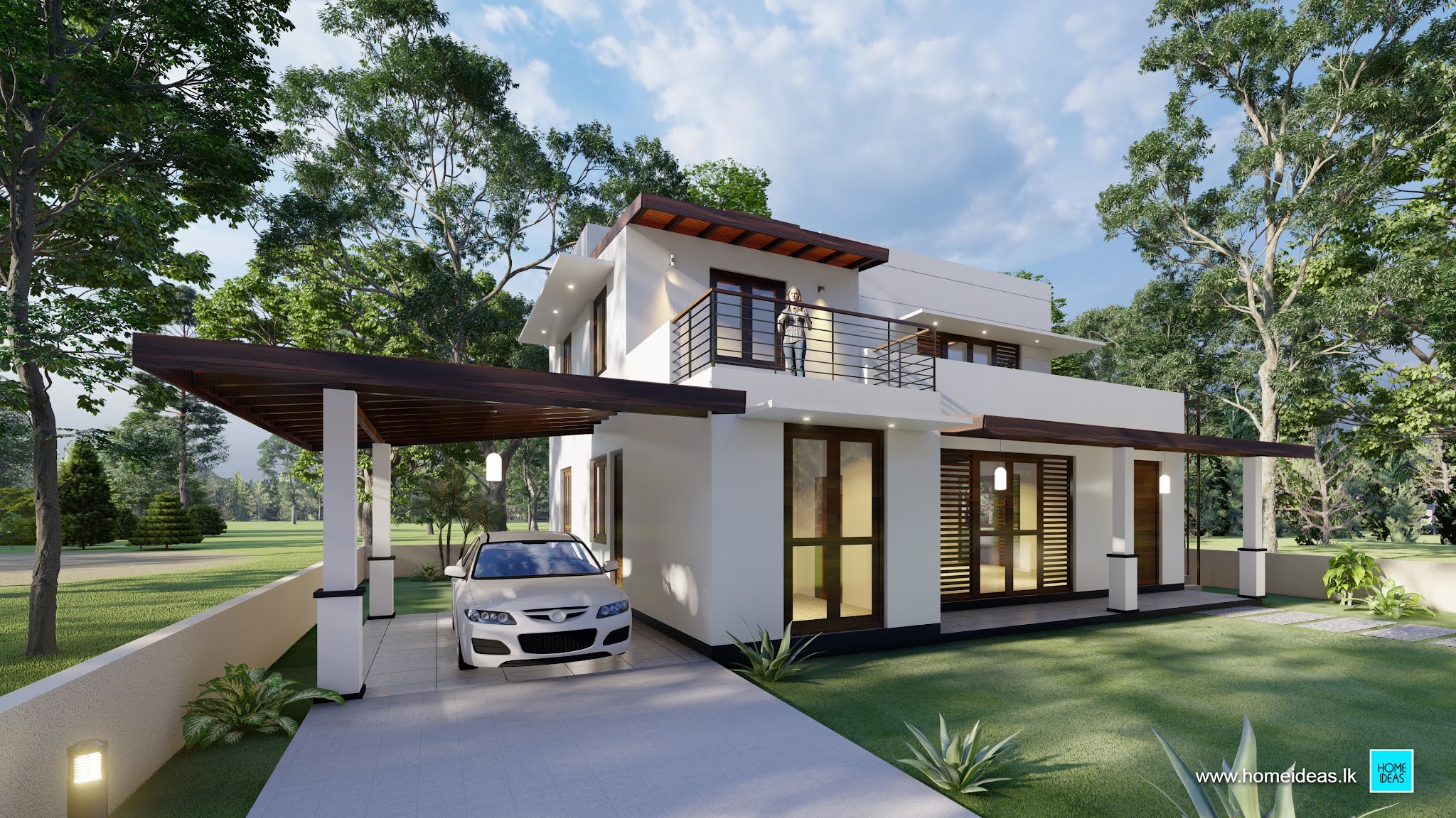 Two story 5 Bedroom Modern House Design with roof terrace Kadawatha House Designs Sri Lanka
