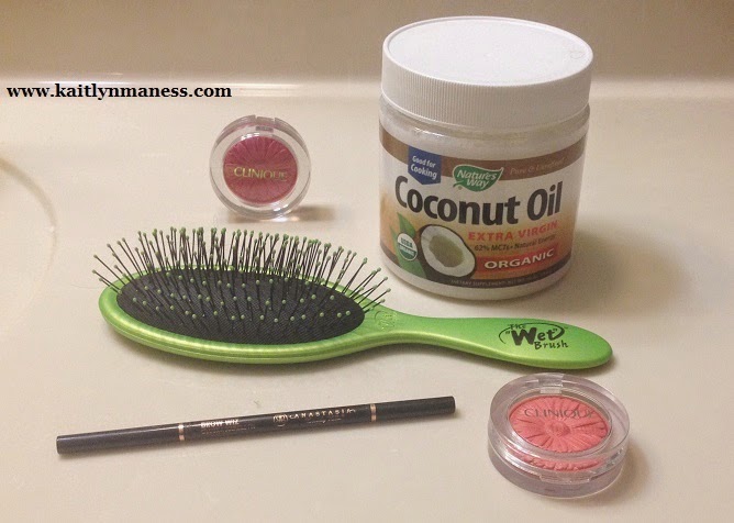 beauty favorites: clinique cheek pops, brow wiz, coconut oil, The Wet Brush