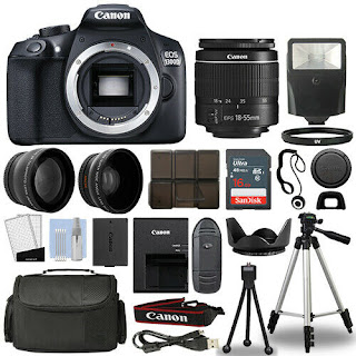 Canon Rebel T6 / 1300D DSLR Camera + 18-55mm 3 Lens Kit + 16GB Top Value Bundle