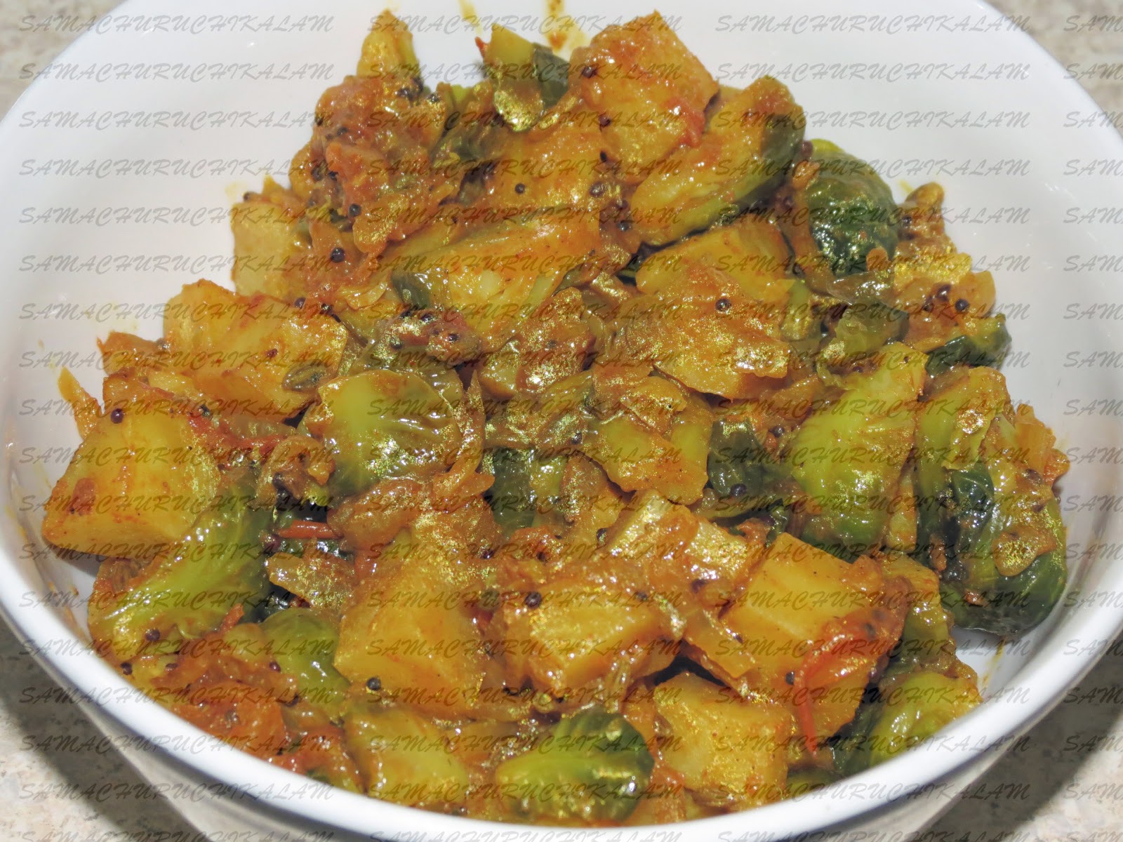 Recipes from Manju's kitchen Brussel Sprouts Potato Masala