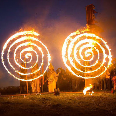 Spiral fire representing the spiral motifs found at ancient pre-Celtic sites like Newgrange. — at Hill of Uisneach Spiral fire representing the spiral motifs found at ancient pre-Celtic sites like Newgrange. — at Hill of Uisneach