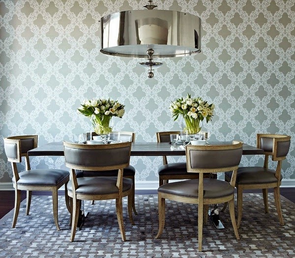 Large pendant lights in the dining room