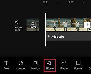 open the effects menu