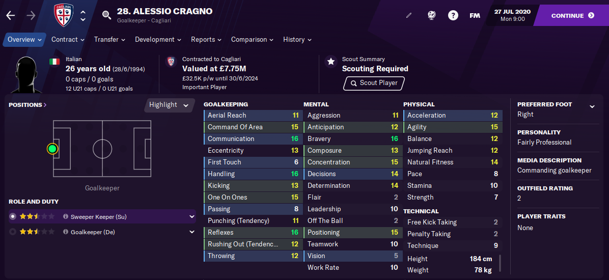 Alessio Cragno FM21 Alessio Cragno FM21