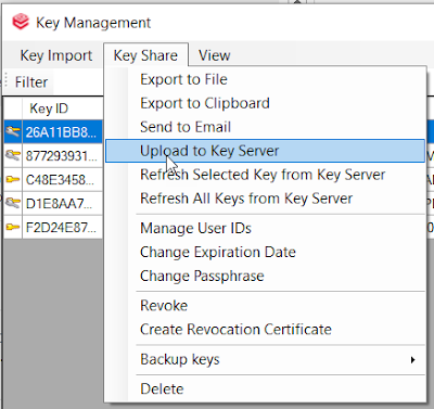 Public key share menu.