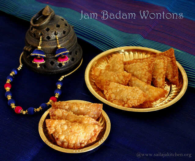 images of Jam Badam Wontons / Fried Sweet Wontons / Jam Wontons/ An Easy Sweet Recipe