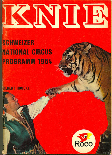 Programme du Cirque Knie 1964 avec Gilbert Houcke et un tigre en couverture 