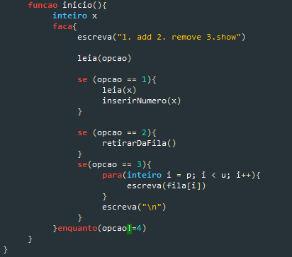 Algoritmo de Fila (Portugol) - ADS ♥