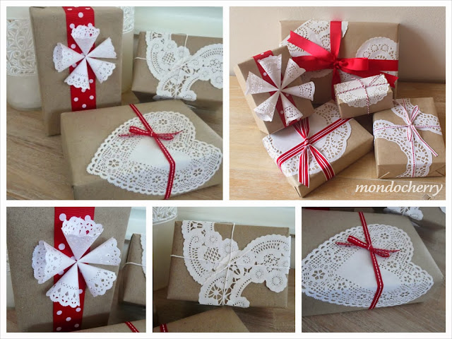 Envoltorios con blondas Original forma de envolver regalos con kraft