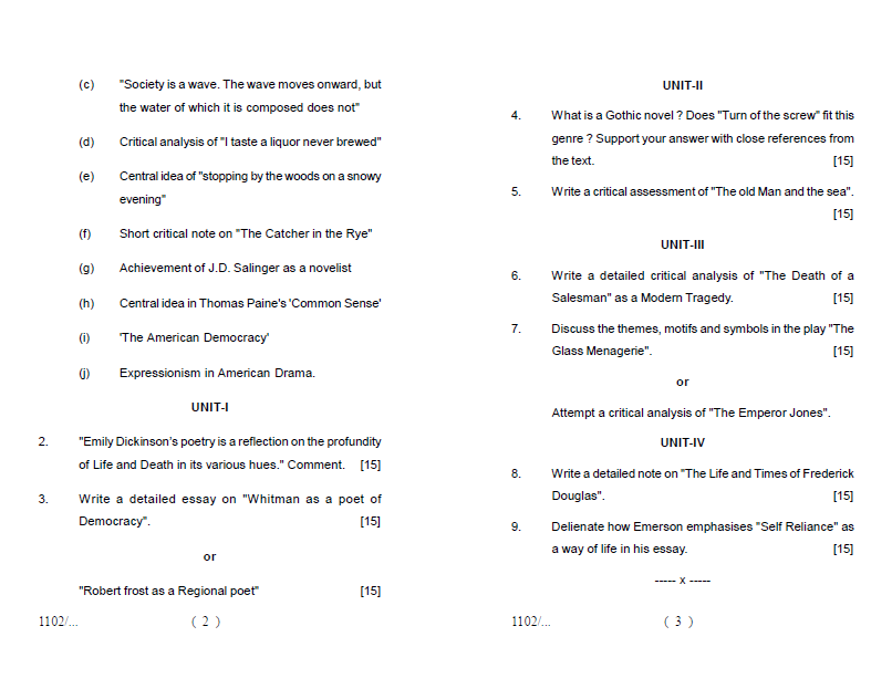 Lucknow University B.A.(Hons.) PartIII (Back Paper) ENGLISH Second