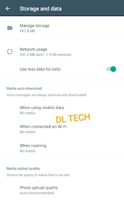 WhatsApp storage and data settings