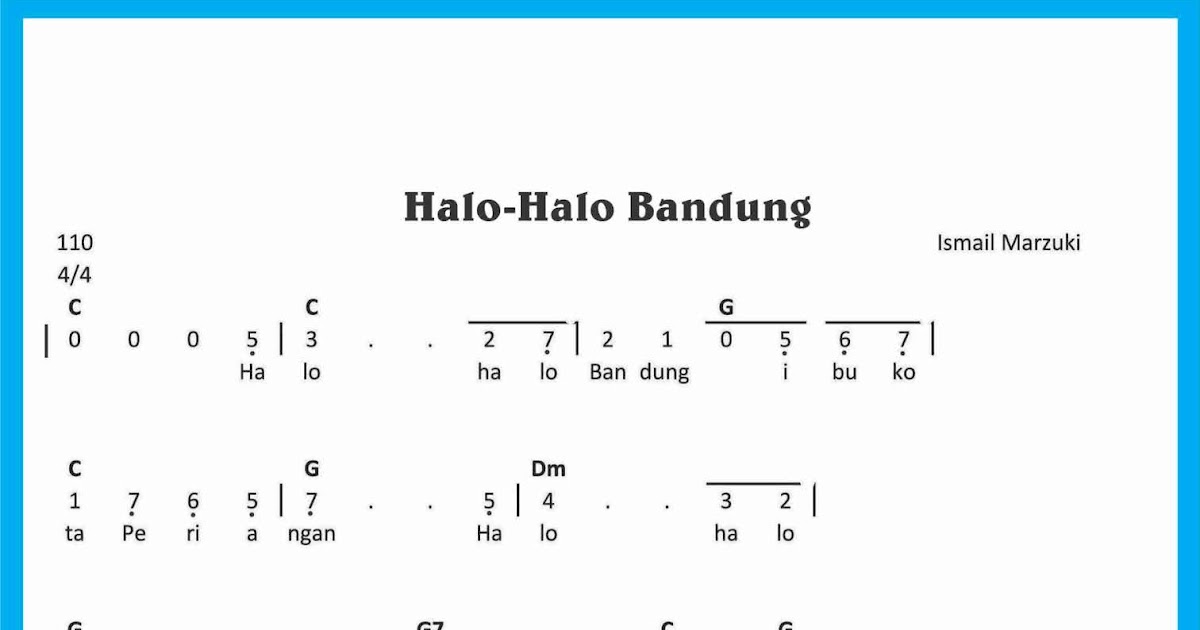 Not Angka Lagu Halo Halo Bandung Sekitar Musik
