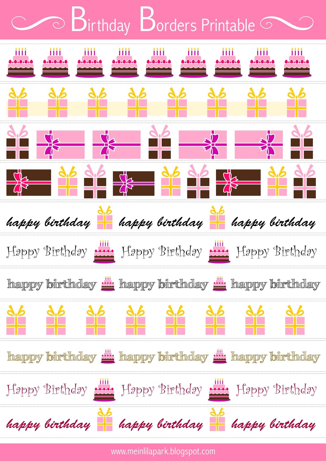 Free Printable Birthday Border Sheet Ausdruckbare Geburtstags Clipart