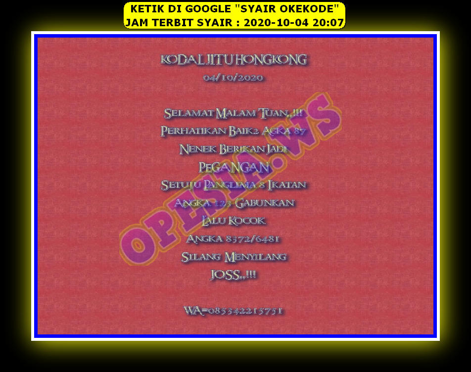 Kode Syair Hk Forum Atau Syair Hk Sabtu 11 Mei 2019 Gosyair Sedia Kode Syair Sgp Ada Kode Syair Hk