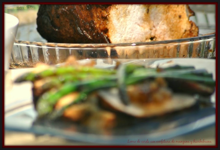 Lomo de cerdo al horno con confitura de manzana y hierbabuena 01