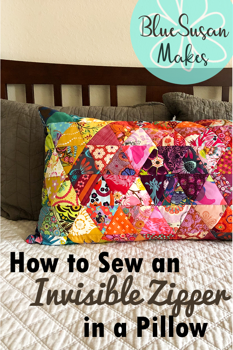 Blue Susan Makes How to Sew an Invisible Zipper in a Pillow