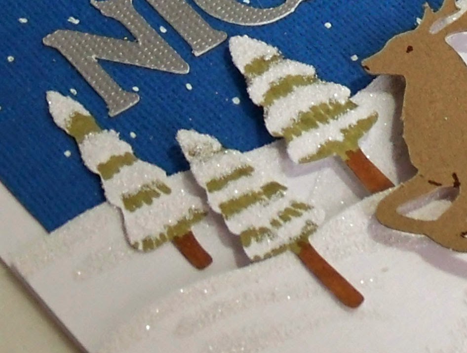 Silent Night Gift Tag, snowy evergreens
