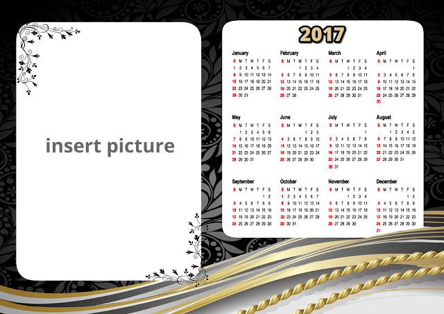 Calendar Elegant Black 2017 PNG Frame - Printable PNG Frames | Cartoon ...