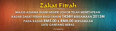 Kadar Zakat Fitrah 2013 / 1434 Bagi Negeri Johor