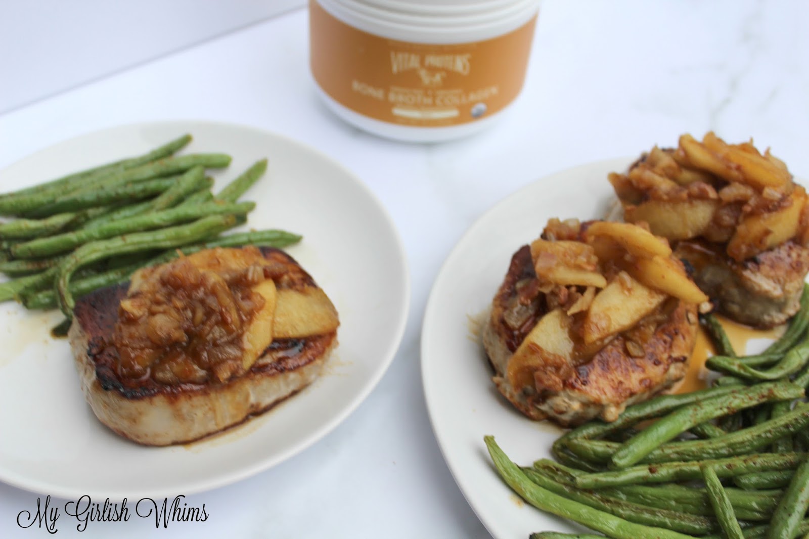 Pork Chops with Apple Date Shallot Bone Broth Sauce My Girlish Whims