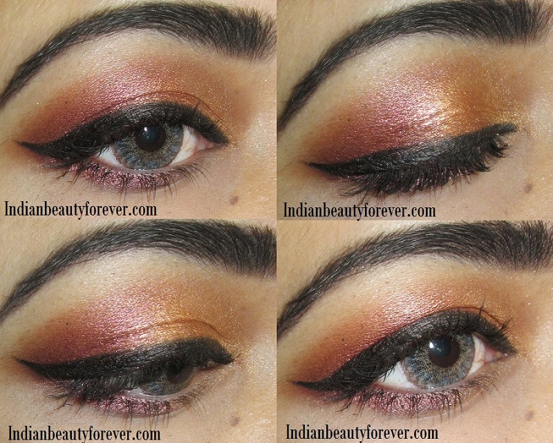Coppery gold Eye makeup Tutorial , steps and ideas