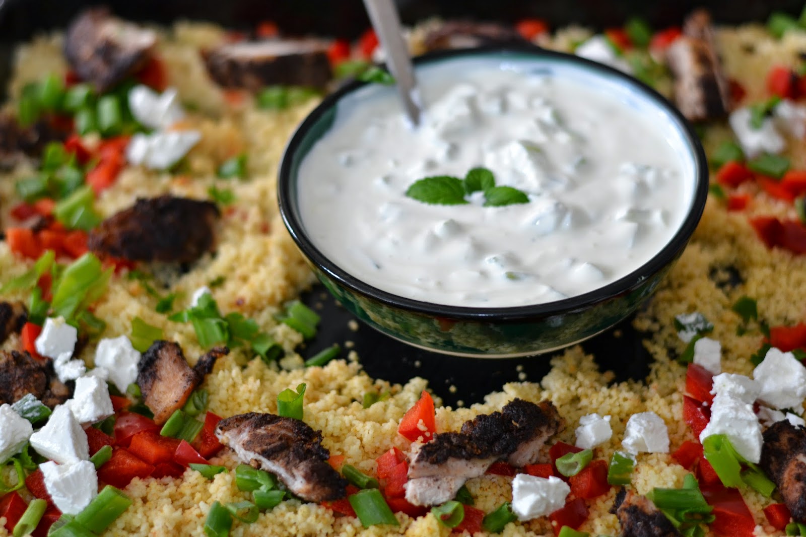 homemade Couscous cu legume, pui aromat si tzatziki