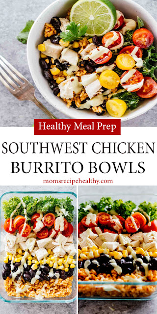 Healthy Meal Prep Southwest Chicken Burrito Bowls Recipe {+video}