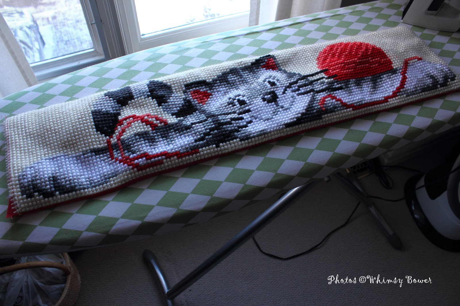 Whimsy Bower Cushioned, or how to turn a needlepoint into a pillow in