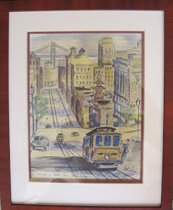 Water color of California Street Cable Car