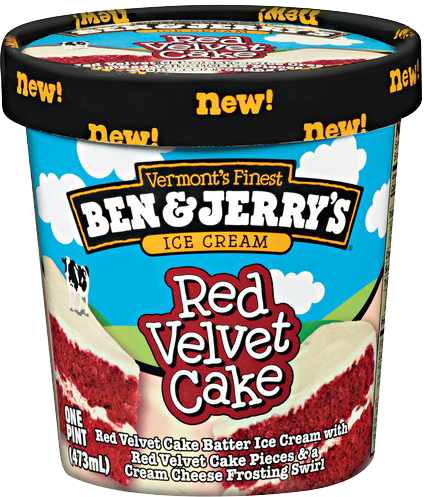Ben & Jerry's Red Velvet Cake container.