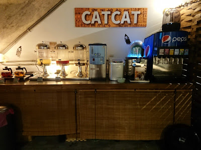 【永和桌遊店】有貓咪及飲料自助吧的桌遊店——貓咪貓咪CATCAT G8 桌遊披薩主題餐廳 永和頂溪店　飲料自助吧