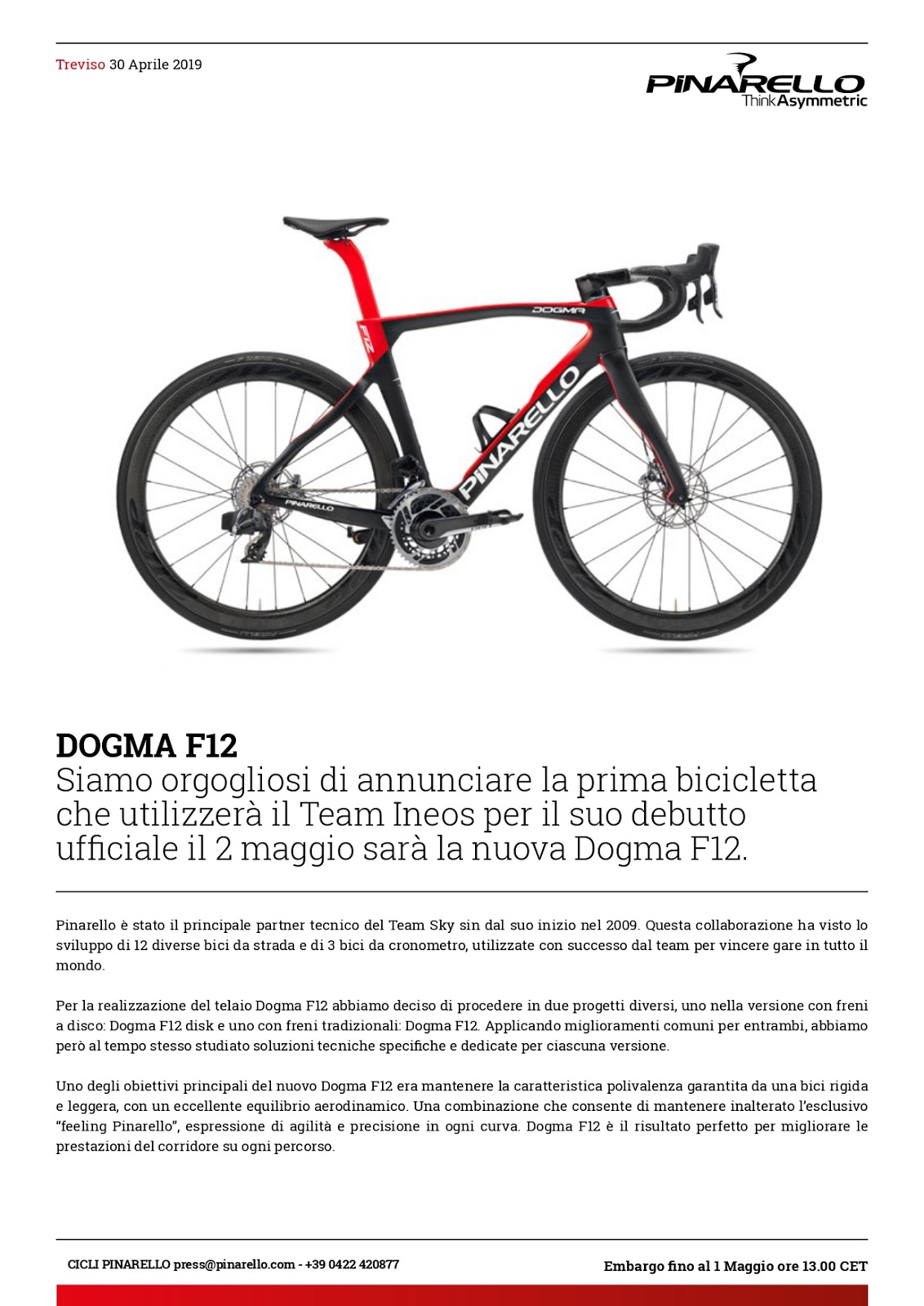 Pedalare Verso Il Cielo Anteprima La Nuova Pinarello Dogma F12