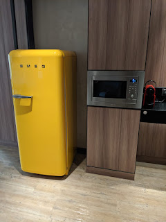 yellow smeg fridge