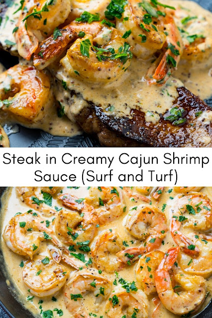 Steak in Creamy Cajun Shrimp Sauce (Surf and Turf)