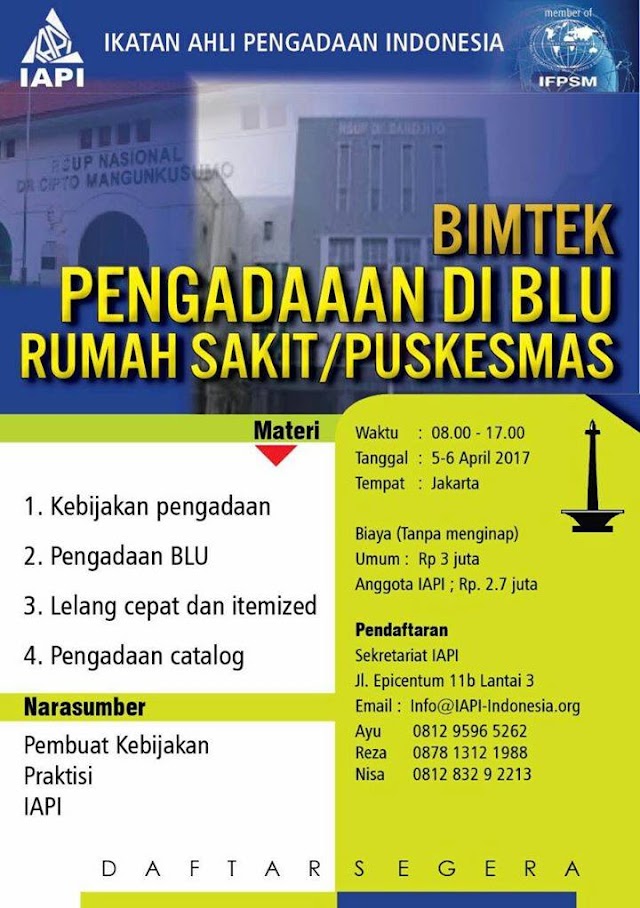 BIMTEK / BIMBINGAN TEKNIS / TRAINING UNTUK RUMAH SAKIT / RSUD / PUSKESMAS