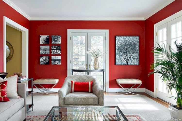 40+ Red White Living Rooms Ideas