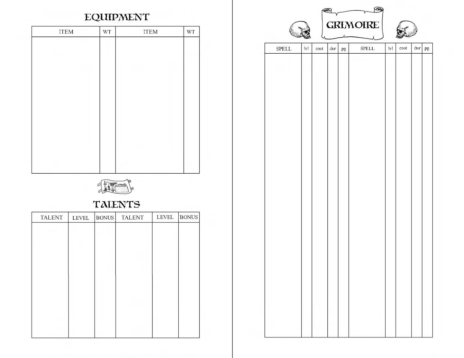 Back in the Labyrinth A Character Record for Deluxe Tunnels & Trolls
