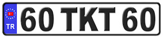 Tokat il isminin kısaltma harflerinden oluşan 60 TKT 60 kodlu Tokat plaka örneği