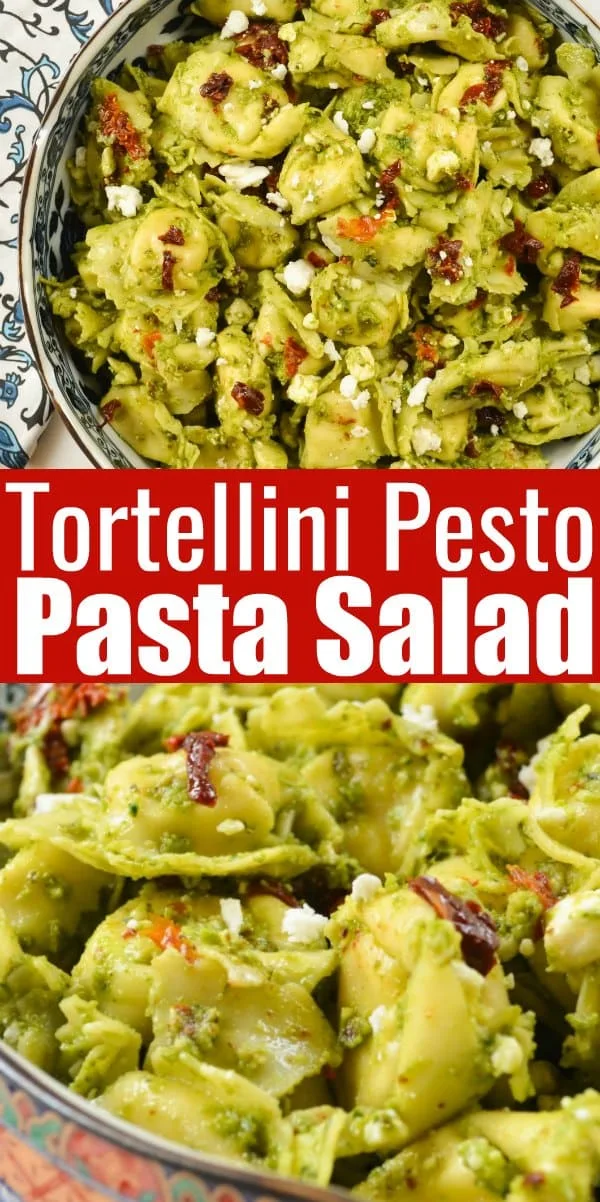Tortellini Pesto Salad with Feta and Sundried Tomatoes is an easy Pasta Salad recipe to make. A favorite Pasta Salad done in under 20 min. from Serena Bakes Simply From Scratch.