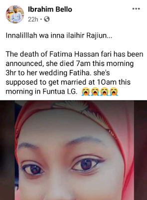 Tragedy as Bride-to-be dies 3 hours to her wedding in Katsina 20